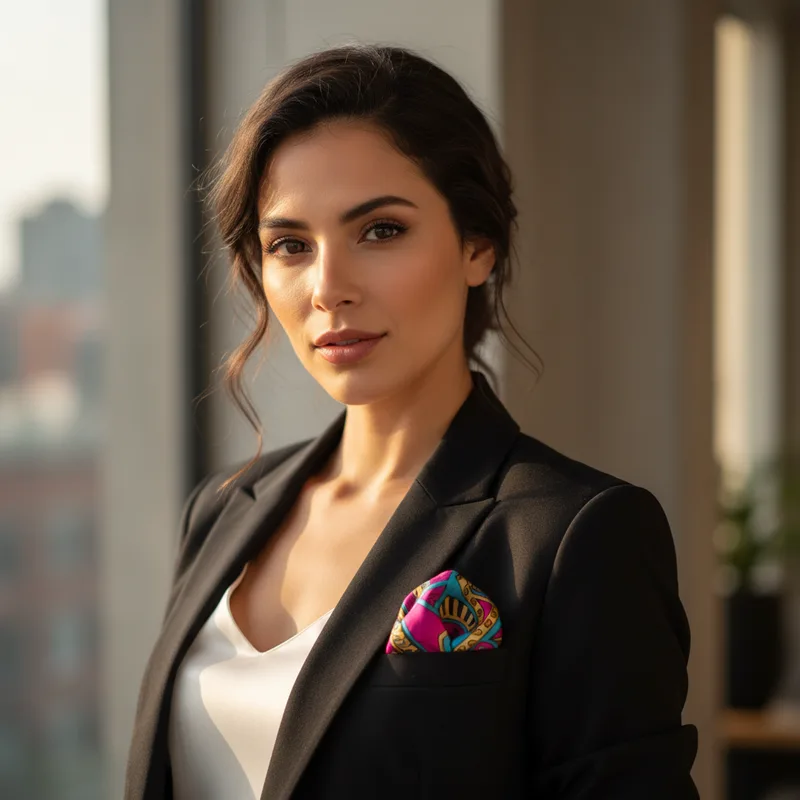 3. Blazer + pañoleta como pañuelo de bolsillo