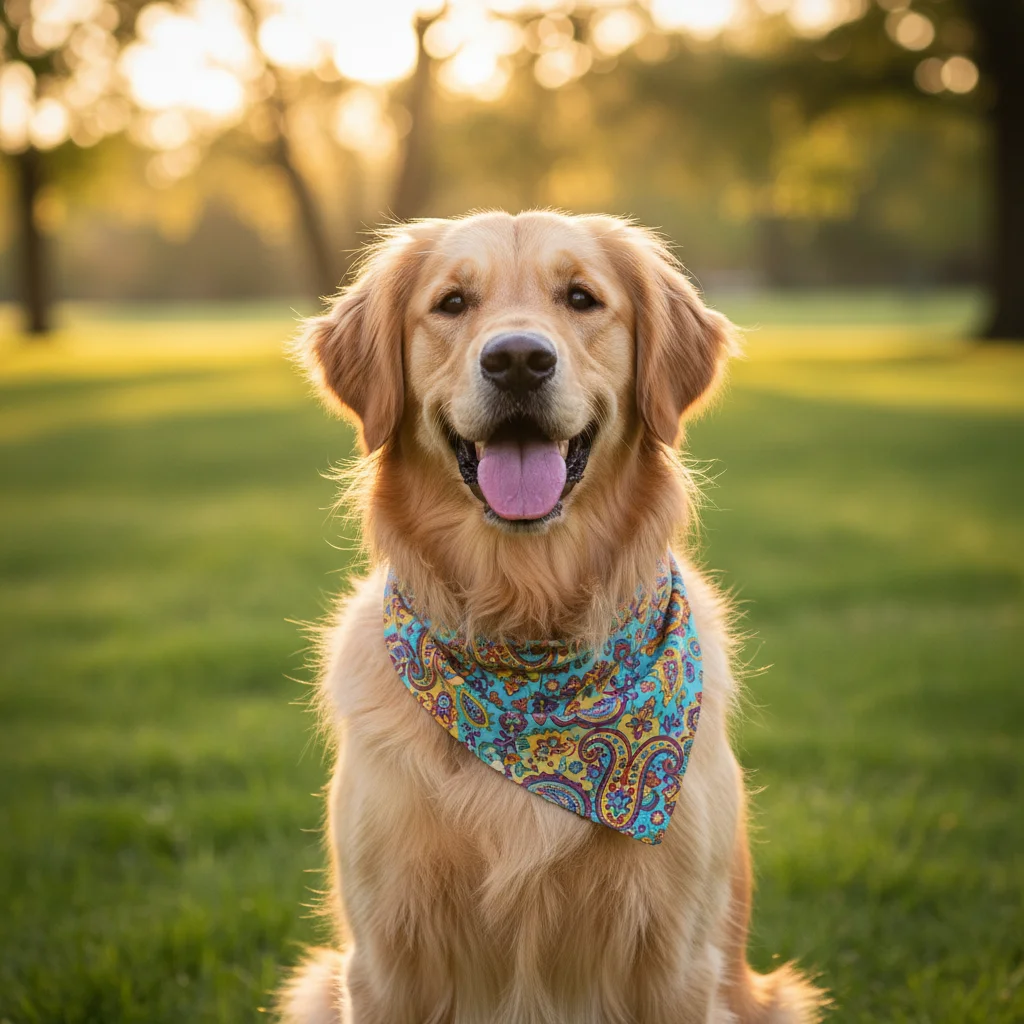 Golden Retriever con bandana para perros ANUDA