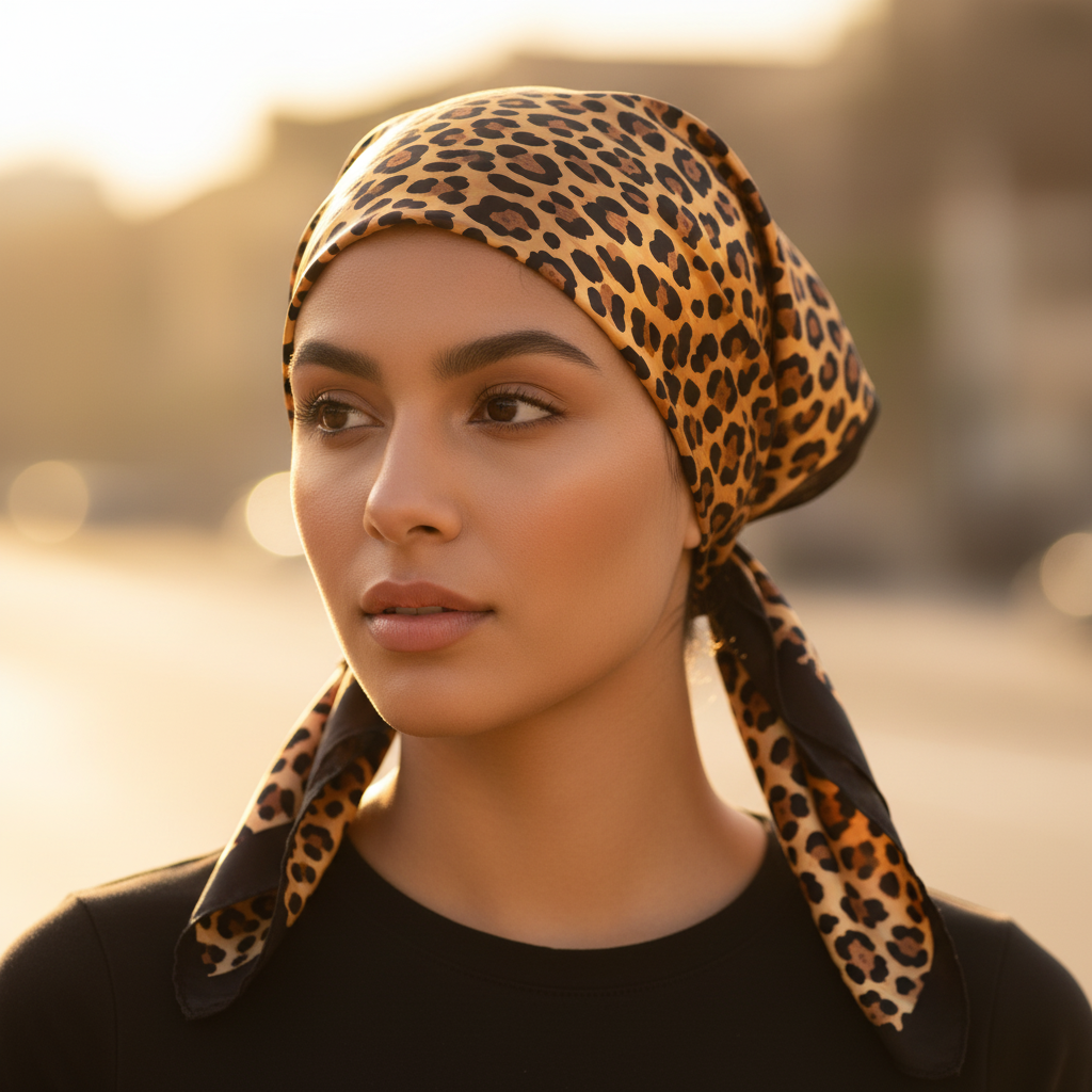 Pañoleta Leopardo — en uso