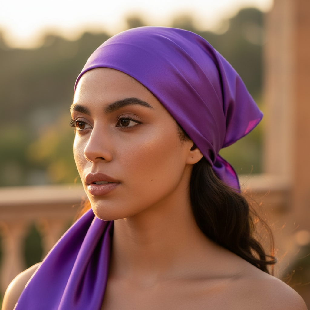 Pañoleta Morada — en uso