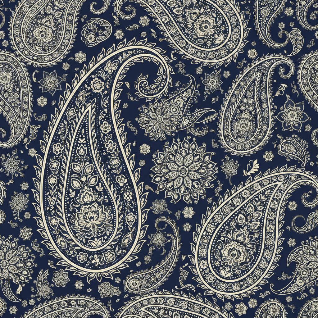 Diseño Pañoleta Paisley Azul