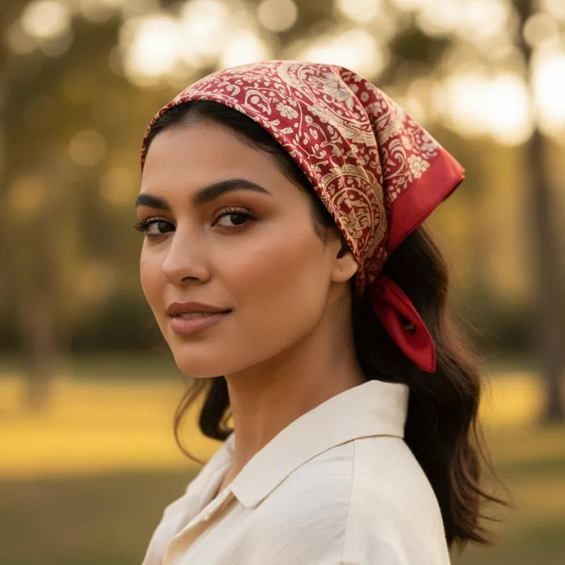Mujer usando pañoleta ANUDA
