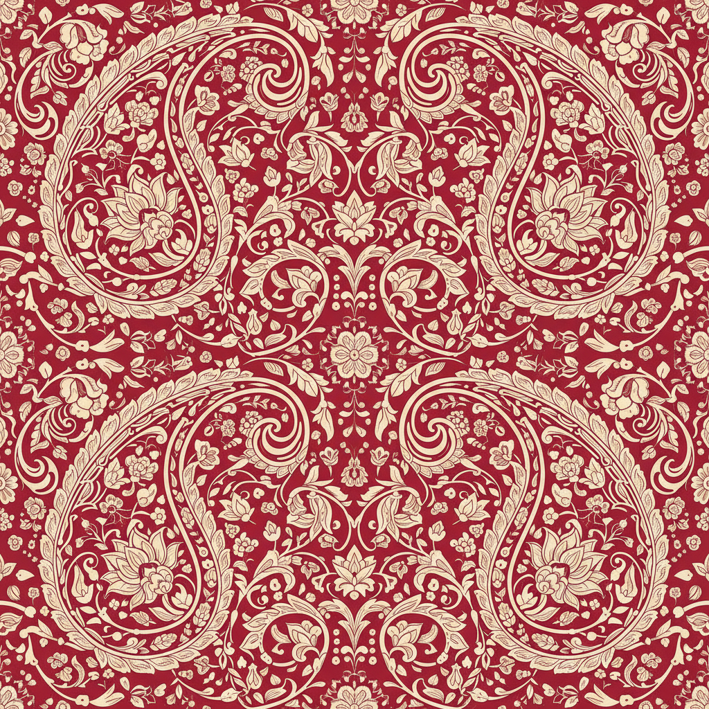Diseño Pañoleta Paisley Roja